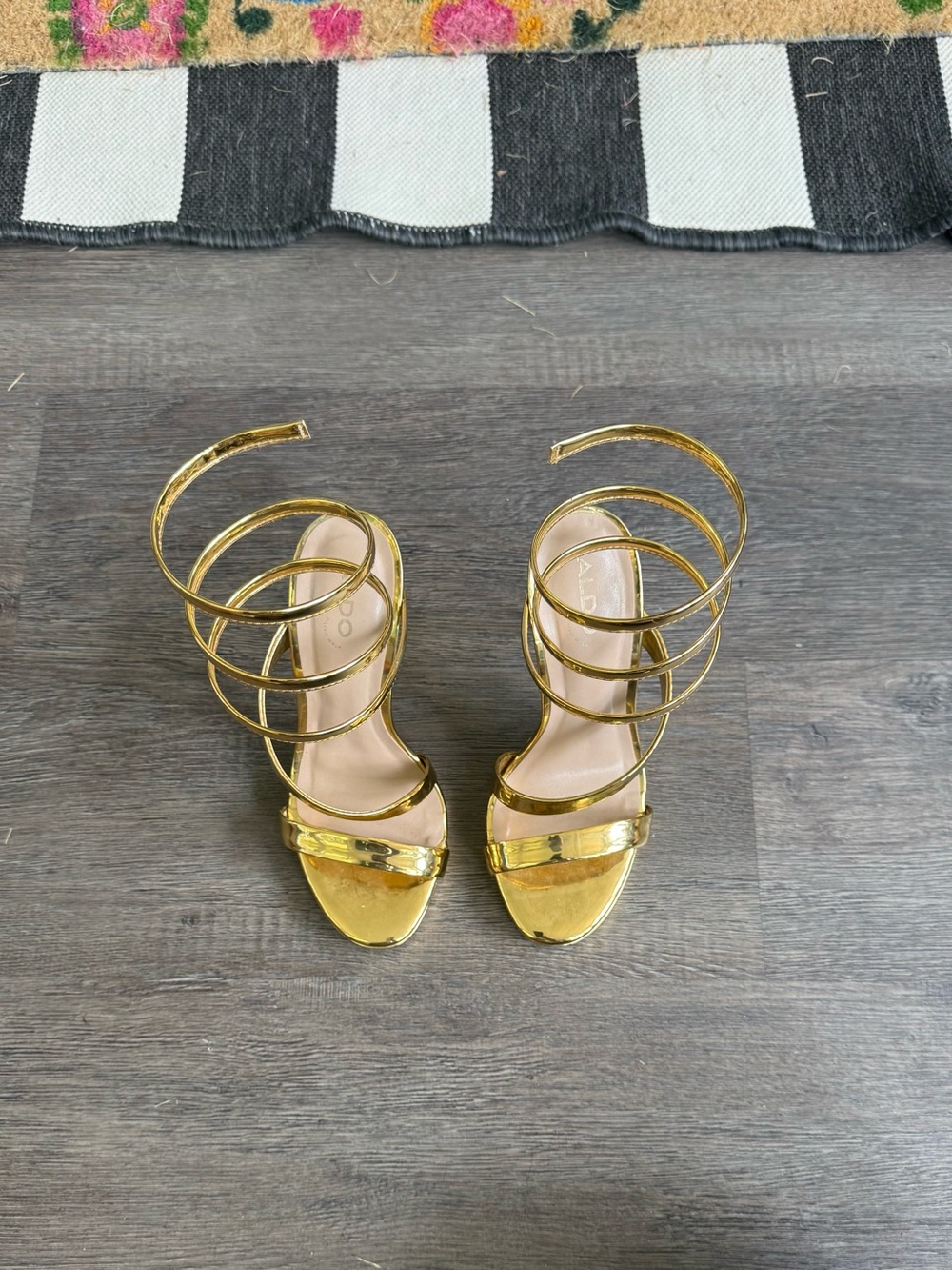 ALDO Gold Spiral-Strap High Heel Sandals